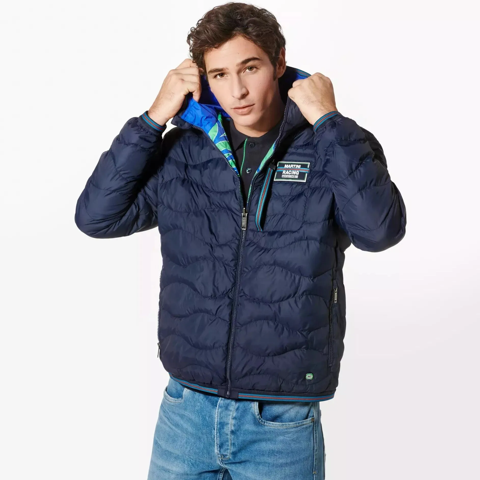 Porsche  Men's Reversible Quilted Jacket - Martini Racing (Hippie)