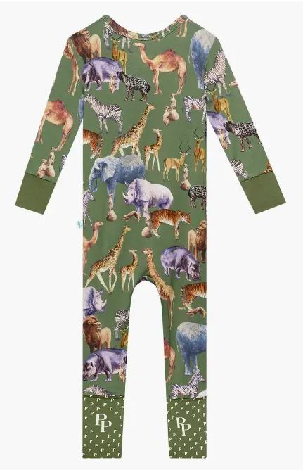 Posh Peanut Newborn Convertible One Piece - Safari