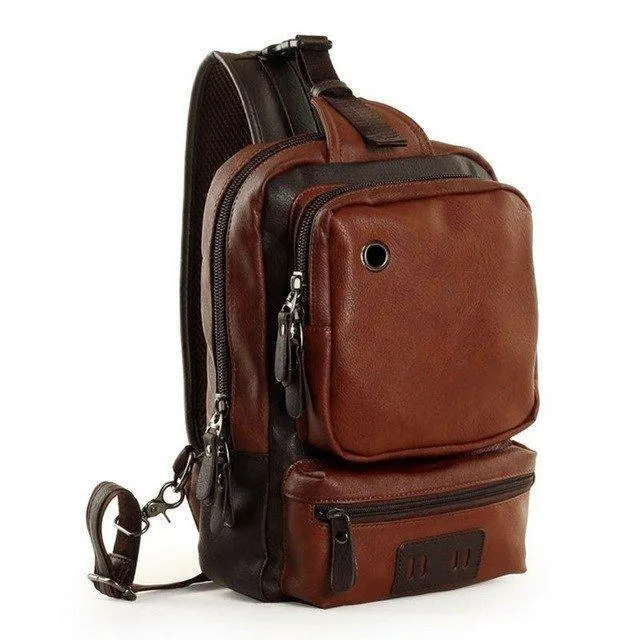 PU Leather Men Sport Bags Male Travel Chest Bag