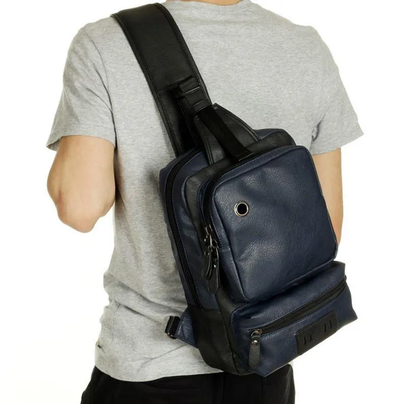PU Leather Men Sport Bags Male Travel Chest Bag