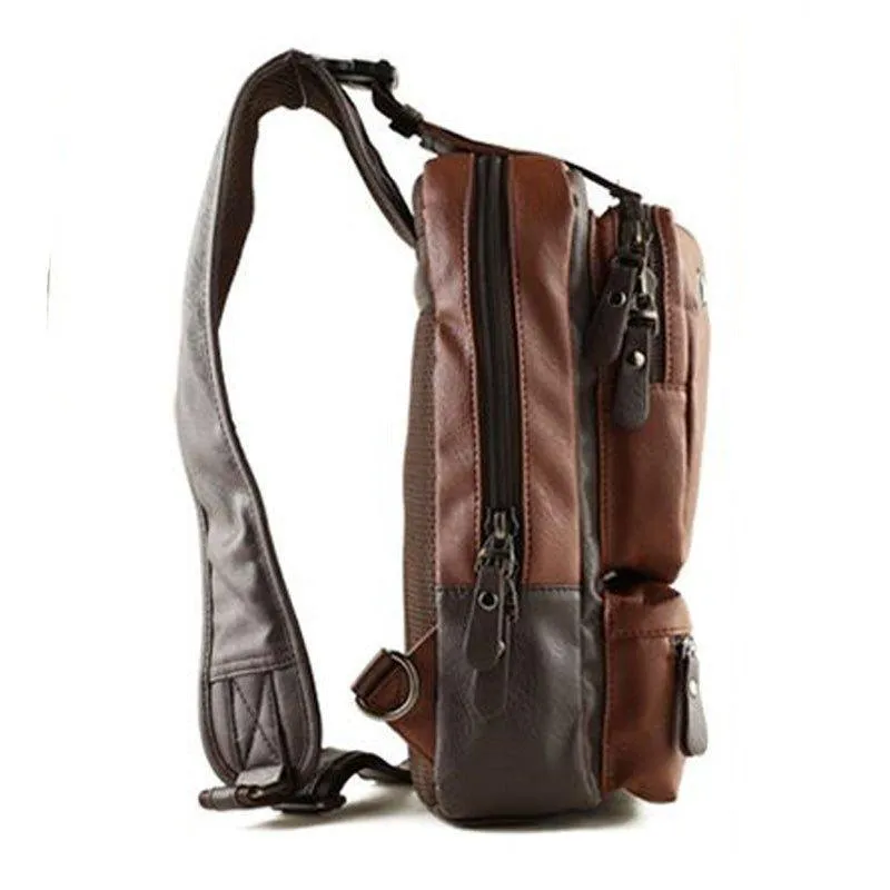 PU Leather Men Sport Bags Male Travel Chest Bag