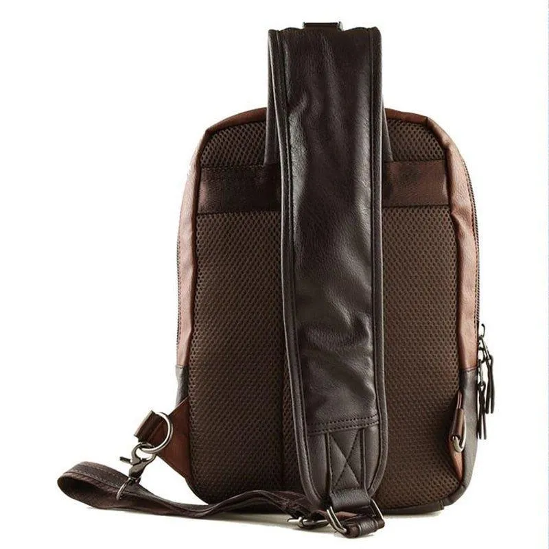 PU Leather Men Sport Bags Male Travel Chest Bag