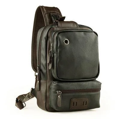 PU Leather Men Sport Bags Male Travel Chest Bag