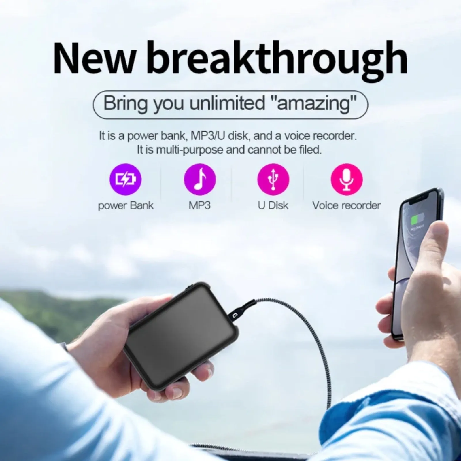 Q75 Magnetic Voice Recorder 1100 Hour Battery Sound Activated ADPCM High Definition Noise Reduction