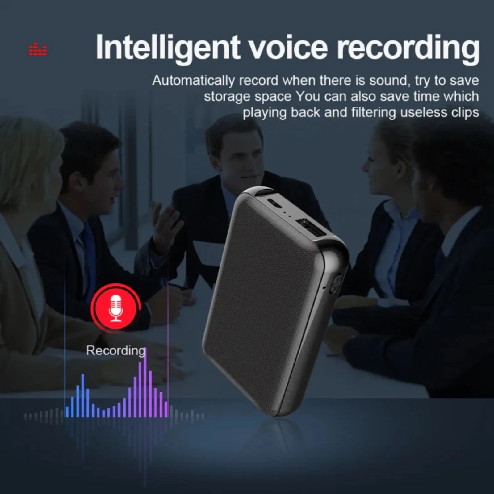 Q75 Magnetic Voice Recorder 1100 Hour Battery Sound Activated ADPCM High Definition Noise Reduction