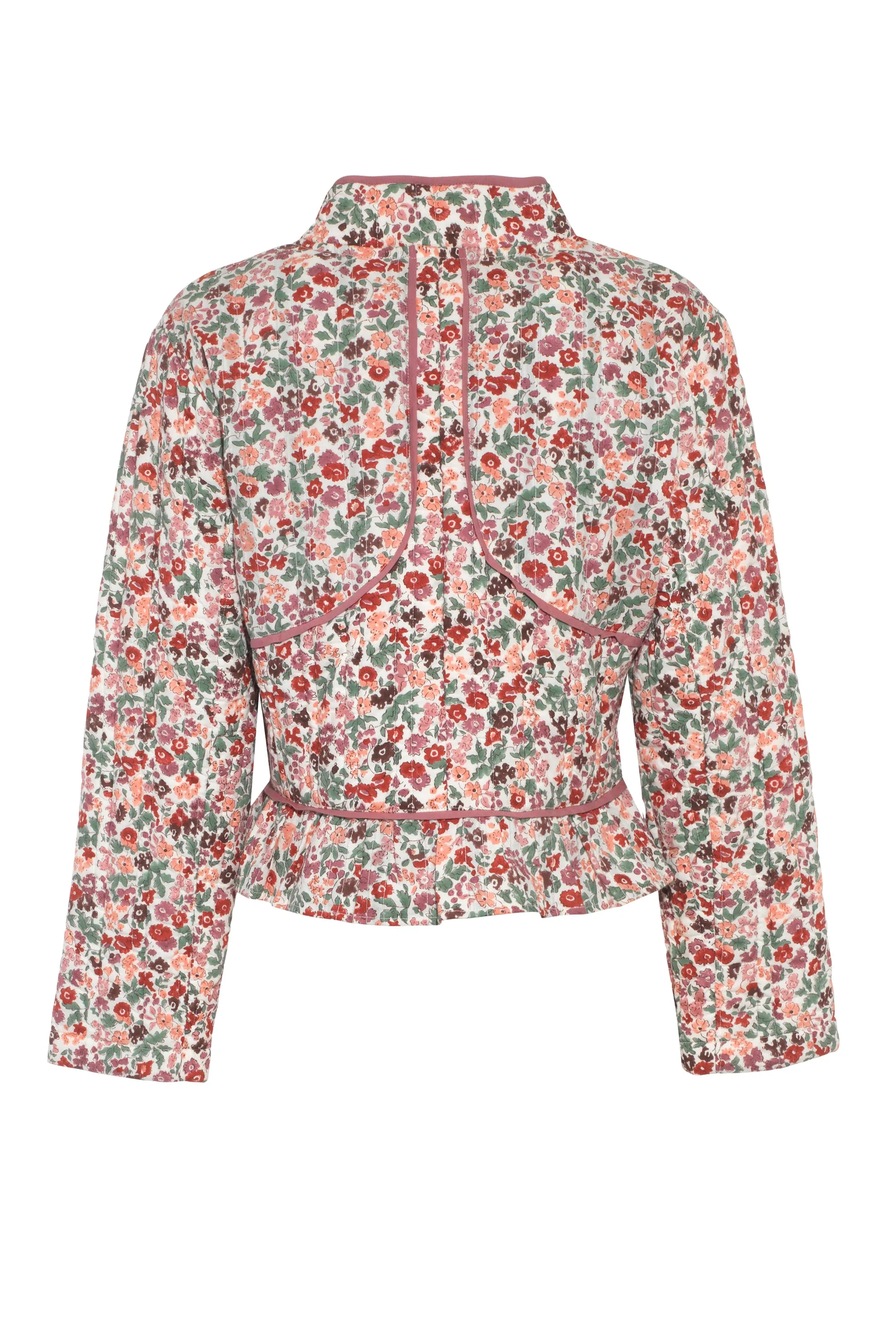 Quilted Biker Jacket in Fleures Berry
