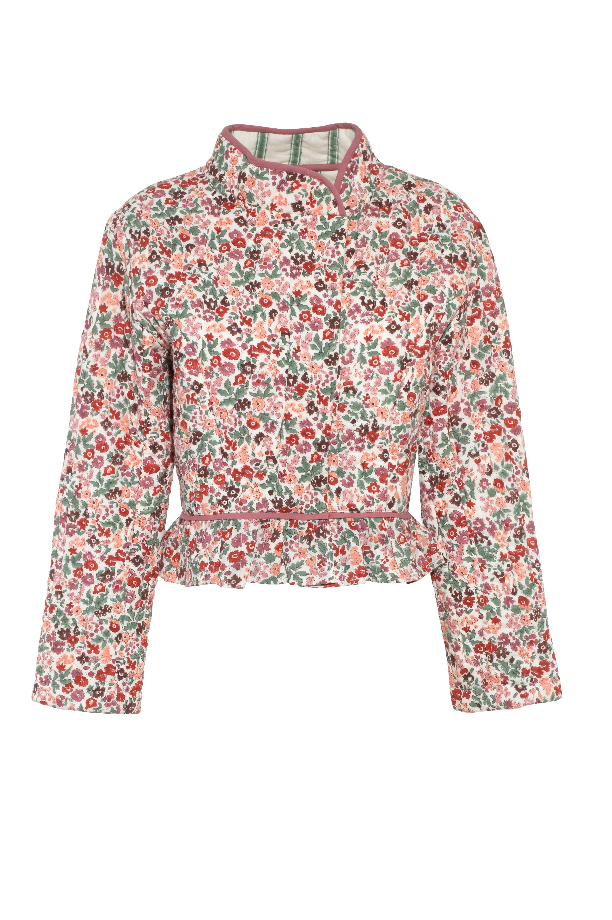 Quilted Biker Jacket in Fleures Berry