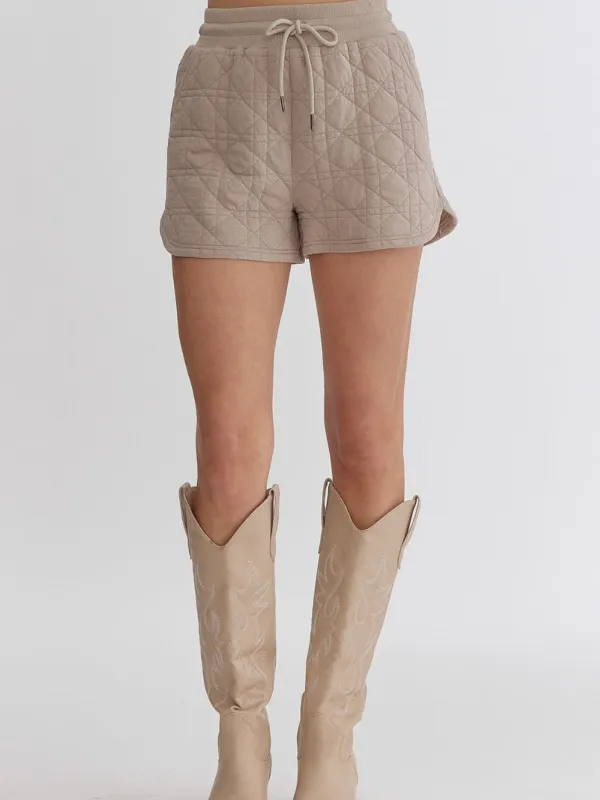 Quilted Shorts - Taupe