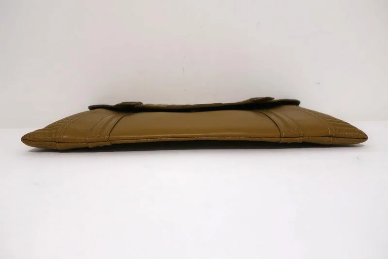 Reece Hudson Bowery Oversized Clutch Caramel Leather NEW