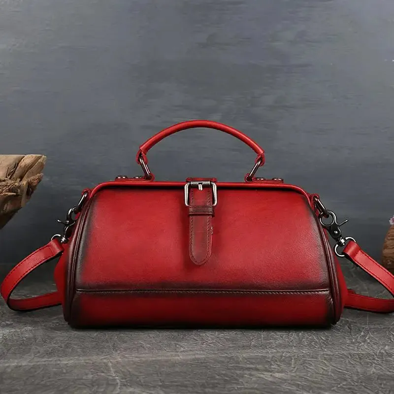 Retro Women's Wide Mouth Handbag Crossbody Bag - Black/Brown/Coffee/Red
