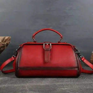 Retro Women's Wide Mouth Handbag Crossbody Bag - Black/Brown/Coffee/Red