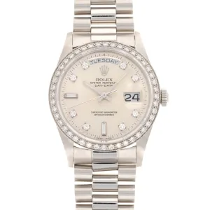 Rolex Platinum Day-Date Diamond Watch Ref. 18046
