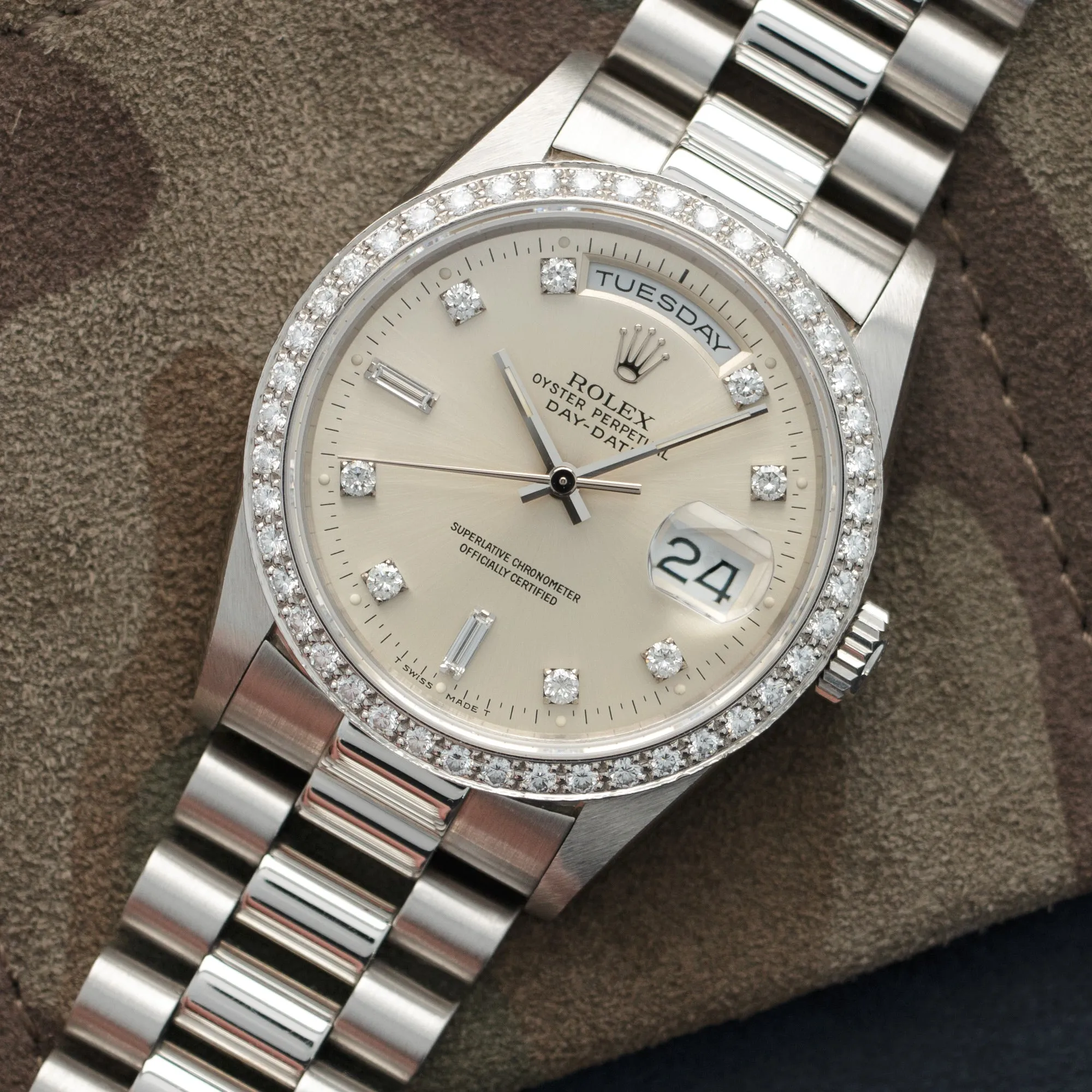 Rolex Platinum Day-Date Diamond Watch Ref. 18346