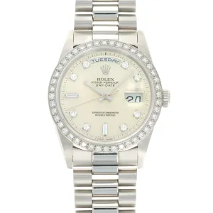 Rolex Platinum Day-Date Diamond Watch Ref. 18346