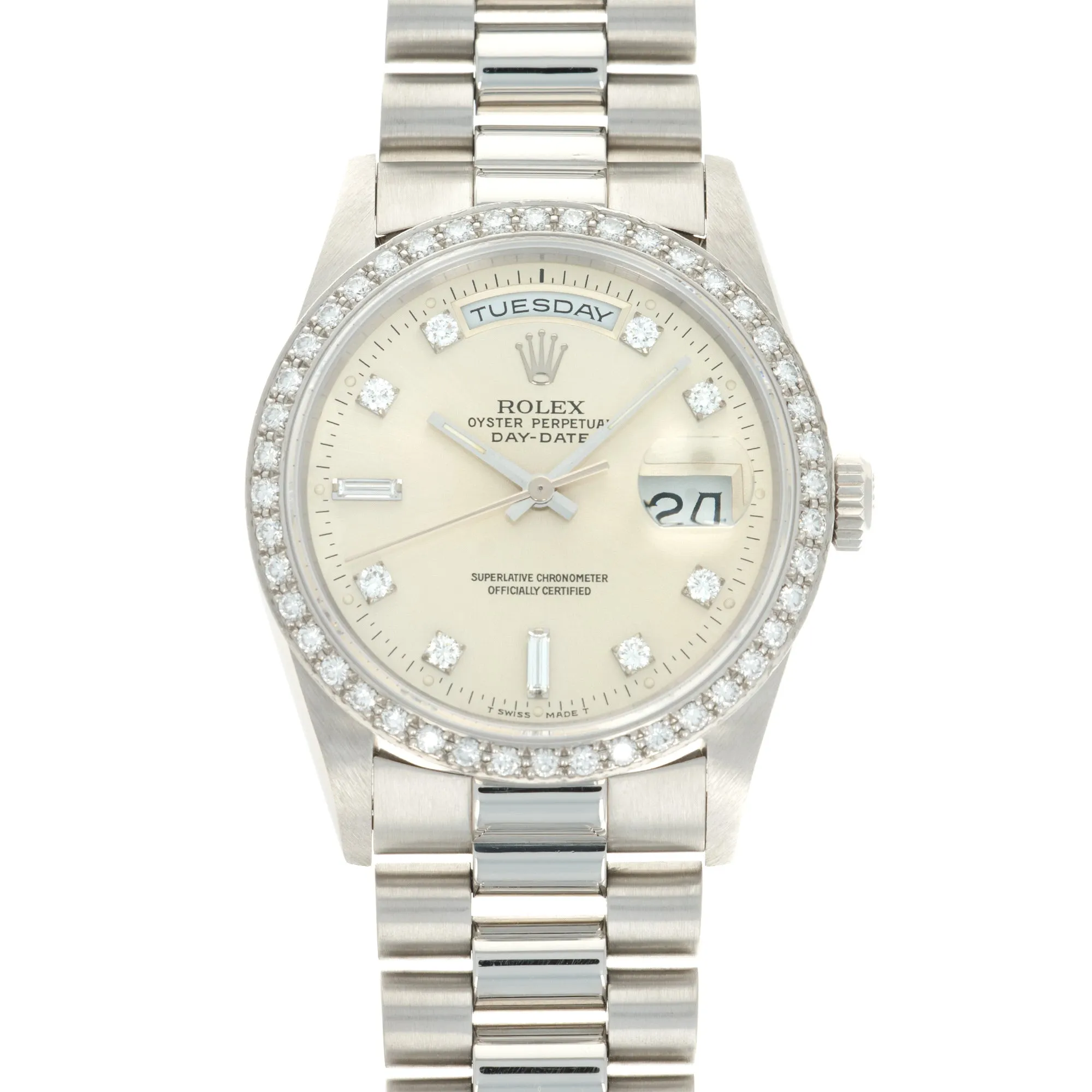 Rolex Platinum Day-Date Diamond Watch Ref. 18346