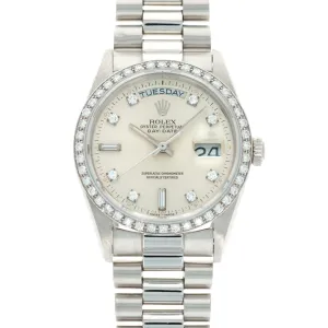 Rolex Platinum Day-Date Ref 18046 with Diamond Bezel and Diamond Dial