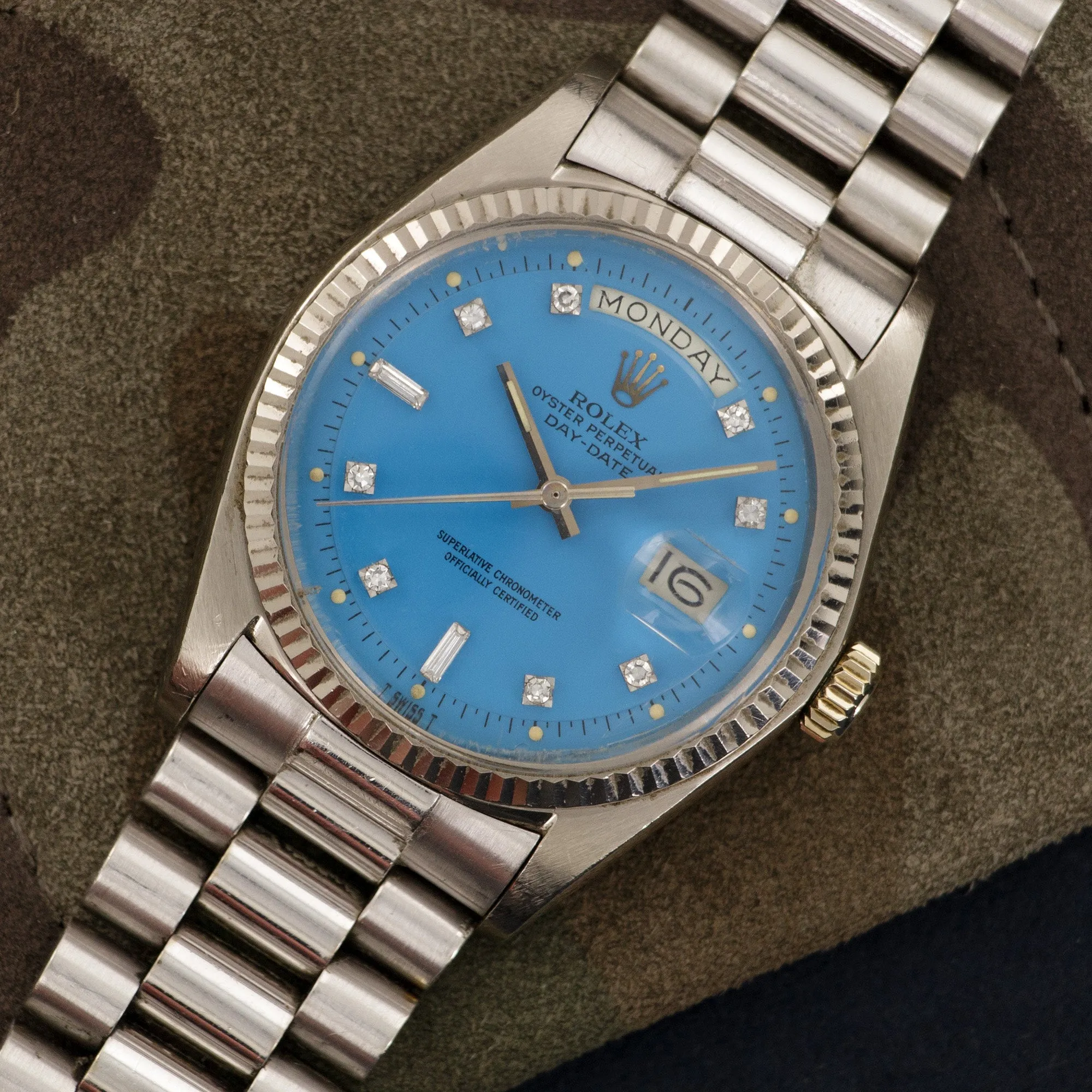 Rolex White Gold Day-Date Blue Stella Watch, Ref. 1803