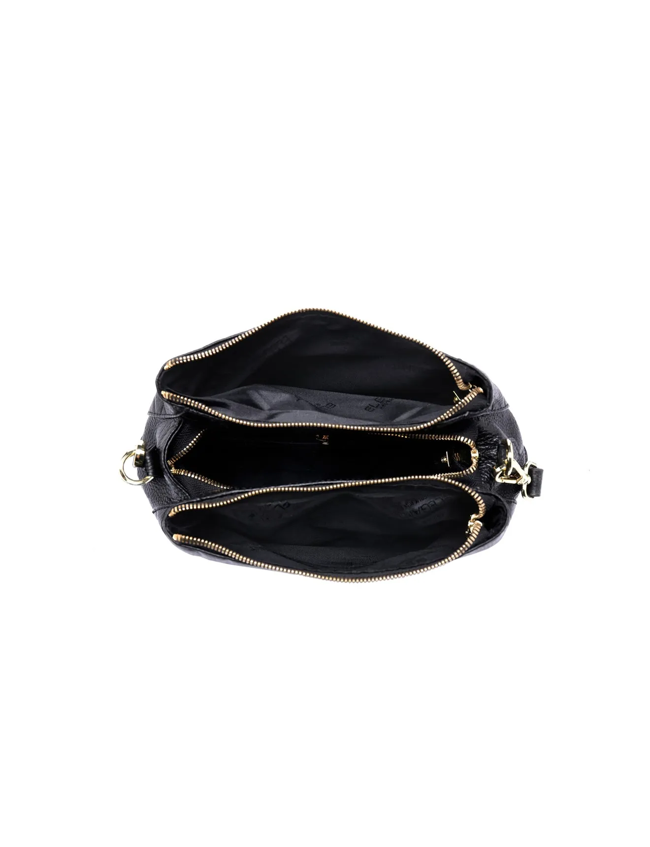 ROSIE 3 COMPARTMENT LEATHER XBODY BAG- E1-8285A-BLK