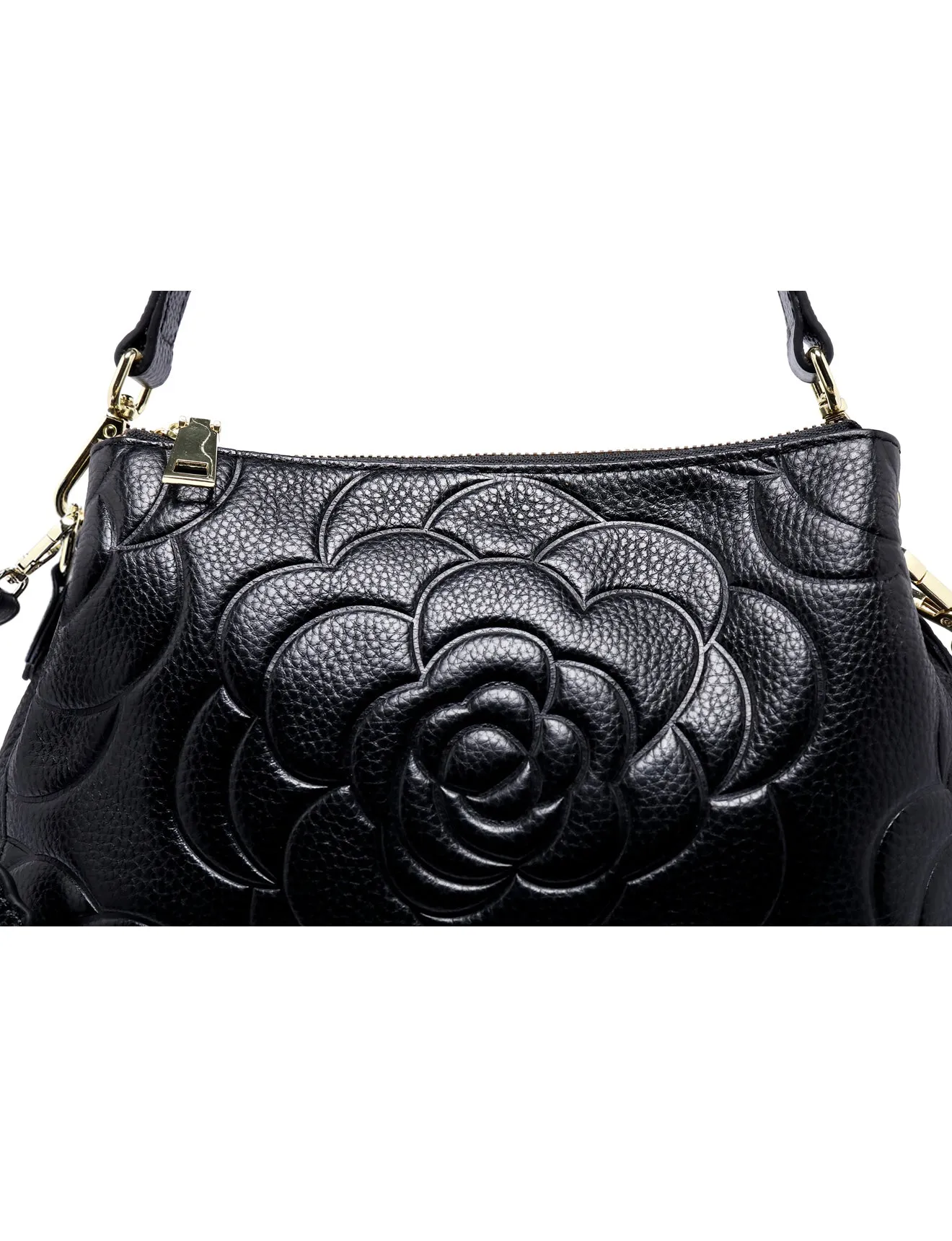 ROSIE 3 COMPARTMENT LEATHER XBODY BAG- E1-8285A-BLK