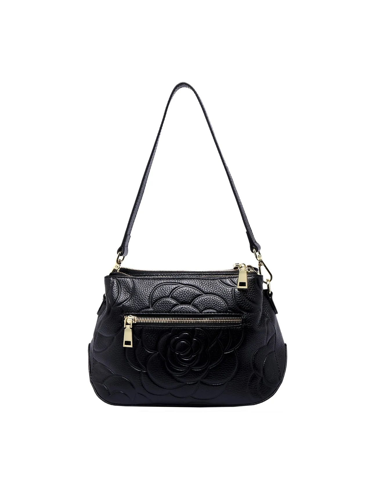 ROSIE 3 COMPARTMENT LEATHER XBODY BAG- E1-8285A-BLK