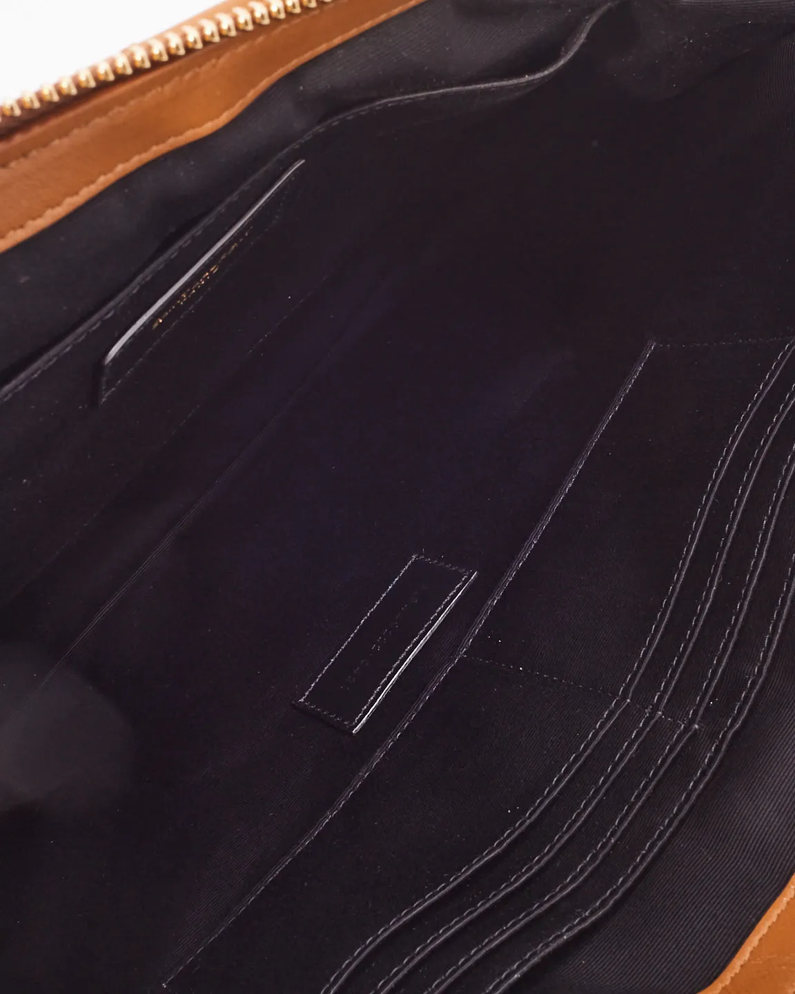 Saint Laurent Tan Matelassé Quilted Leather Document Holder Cassandra Pouch