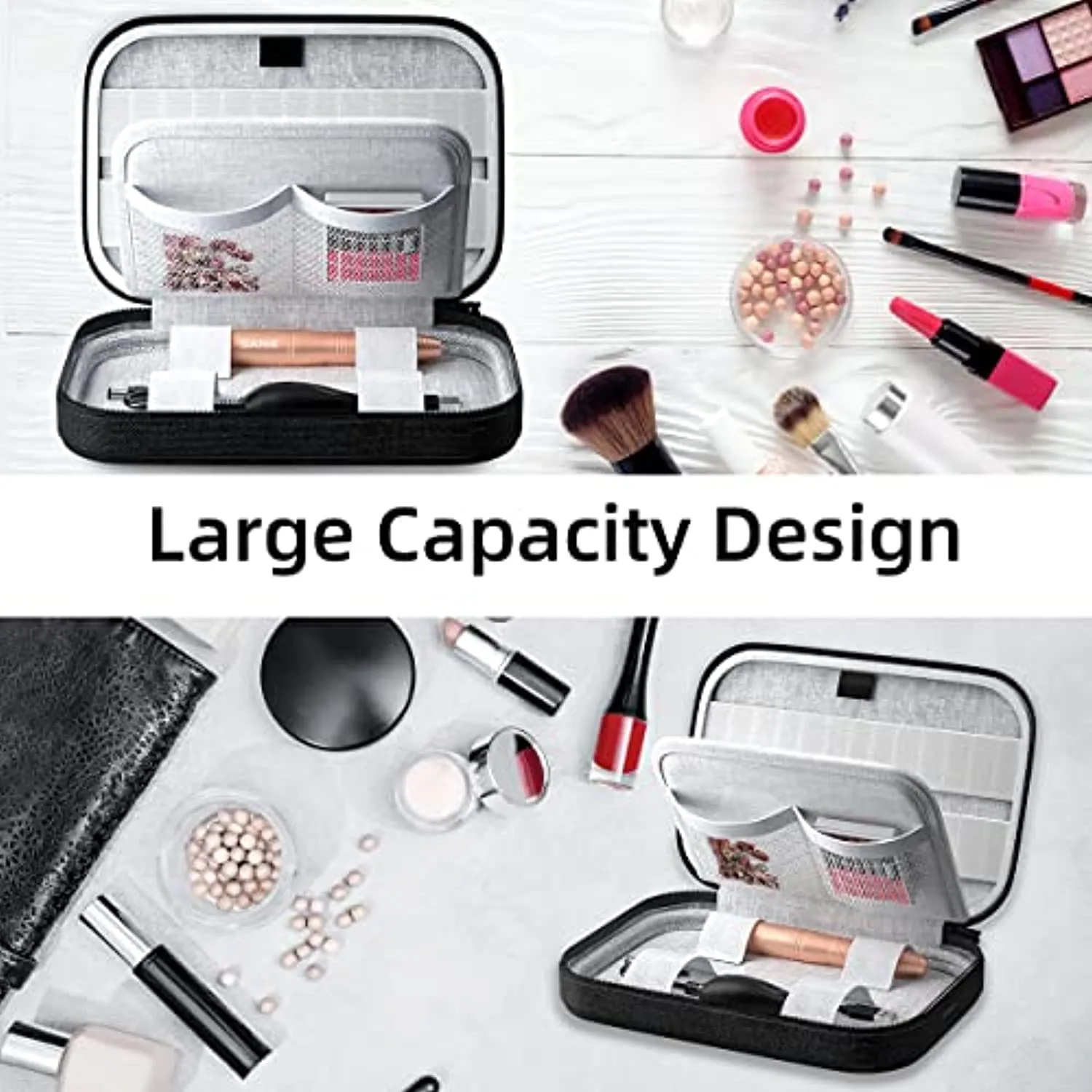 Sanie Electric USB Nail Drill with Organizer Case, Efile Nail Drill Machine for Acrylic Nails Professional, Portable Electrical Nail File Kit, Manicure Pedicure Polishing Shape Tools, Gold