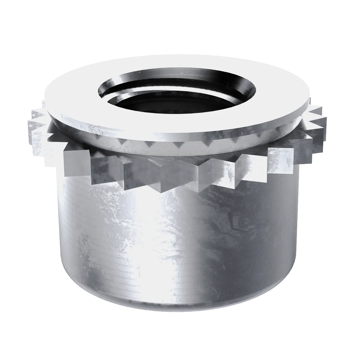 Self-Clinching Nut, Top Collar Lock Self-Clinching Nut, 300 Series Stainless Steel, Passivated, Metric, M5x0.8, 100 Pack