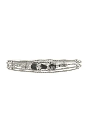 Silver Stone Beads Chain Magnetic Bracelet