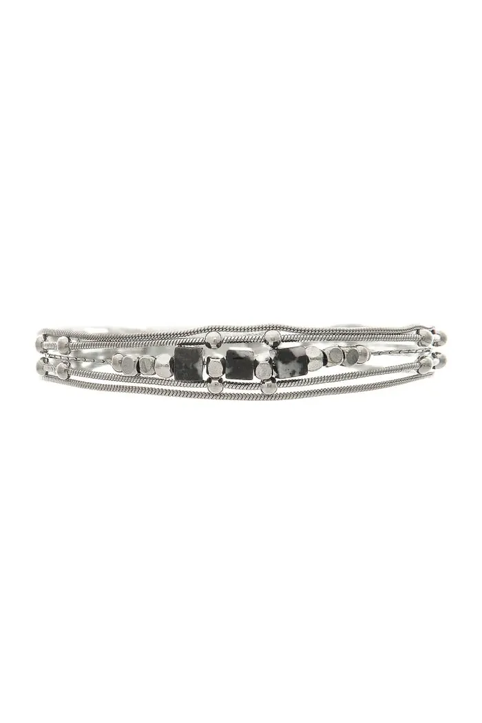 Silver Stone Beads Chain Magnetic Bracelet