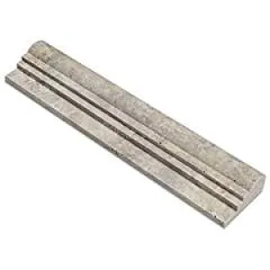 Silver Travertine OG-2 Double-Step Chair Rail Molding Trim, Honed (LOT of 5 PCS.)