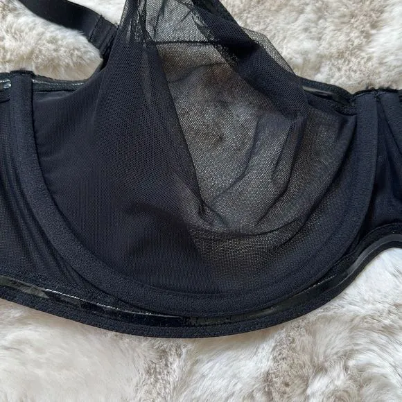 SKIMS Ultra Fine Mesh Strapless Bra Onyx Size 36DDD