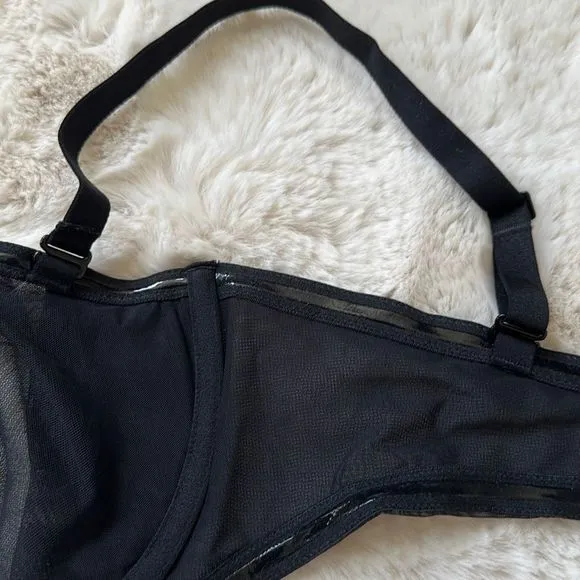 SKIMS Ultra Fine Mesh Strapless Bra Onyx Size 36DDD