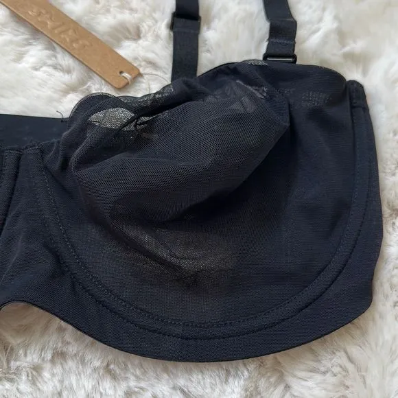 SKIMS Ultra Fine Mesh Strapless Bra Onyx Size 36DDD