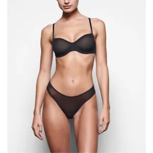 SKIMS Ultra Fine Mesh Strapless Bra Onyx Size 36DDD