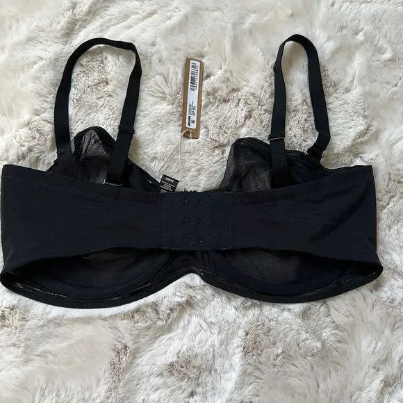 SKIMS Ultra Fine Mesh Strapless Bra Onyx Size 36DDD