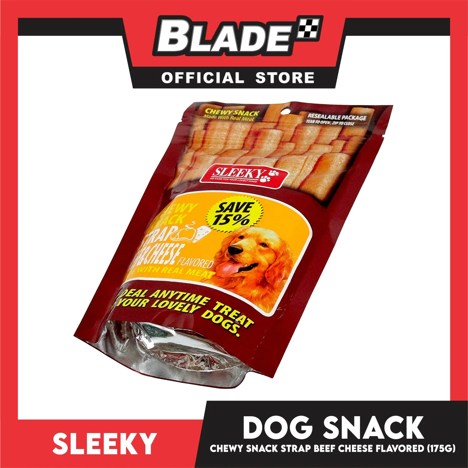 Sleeky Chewy Strap Beef and Cheese Flavored 175g Dog Treats