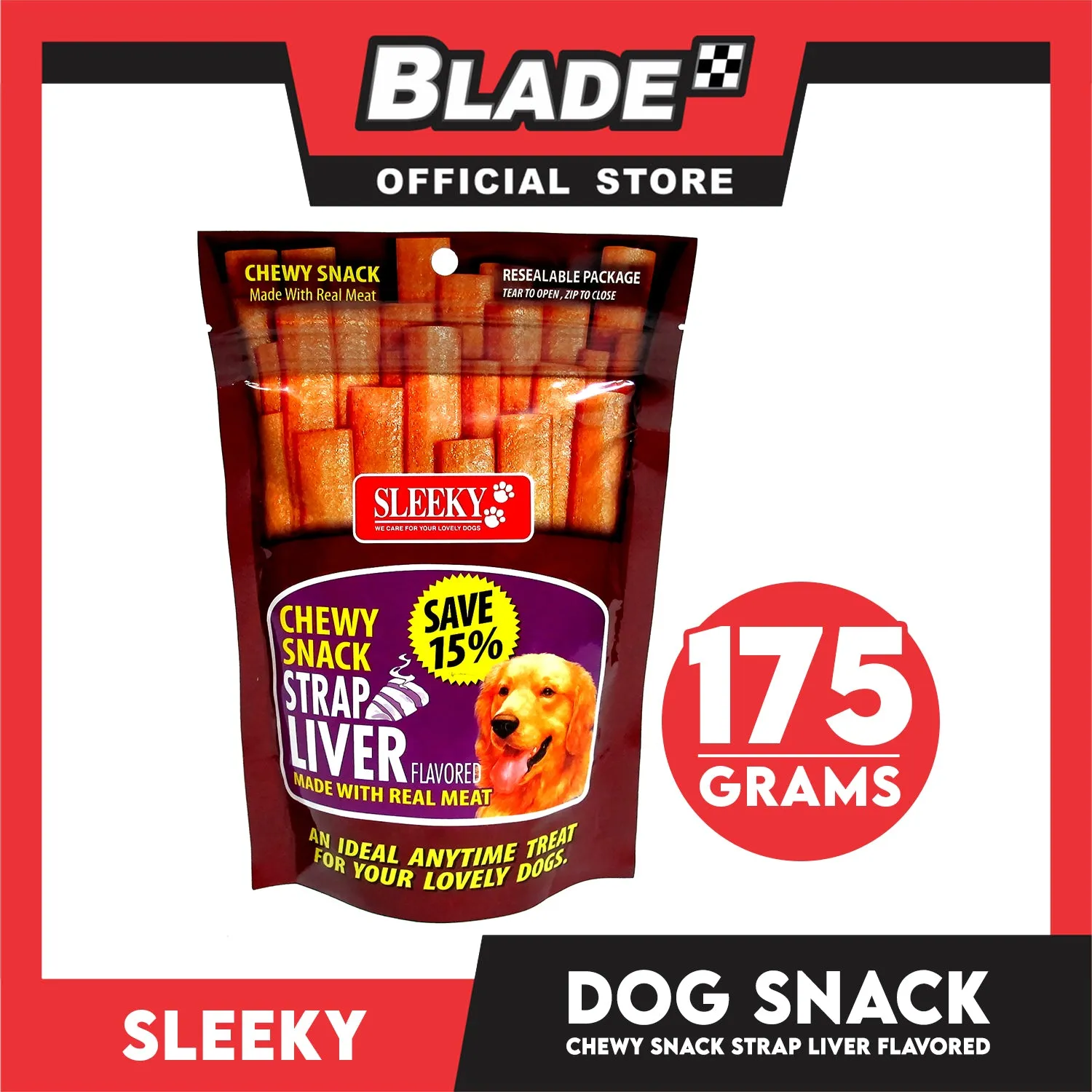 Sleeky Chewy Strap Liver Flavored 175g Dog Treats