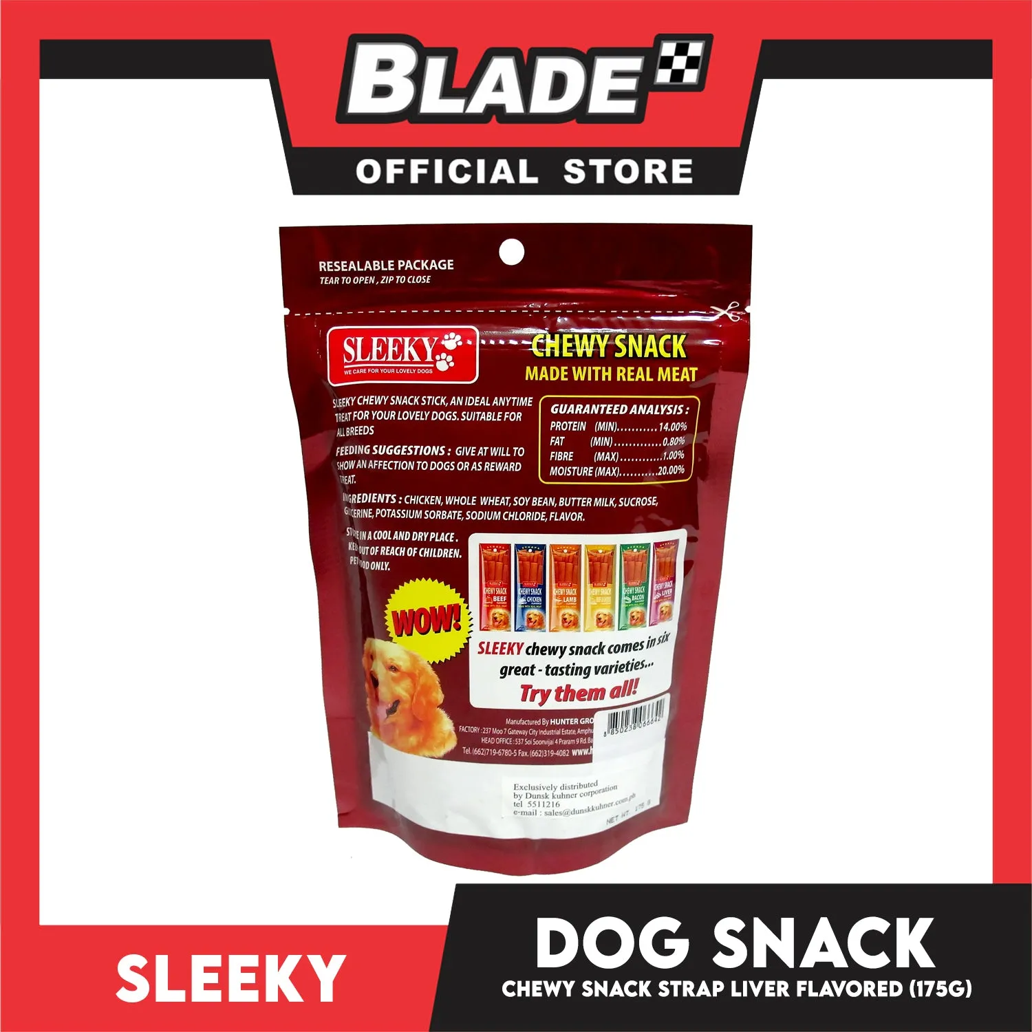 Sleeky Chewy Strap Liver Flavored 175g Dog Treats