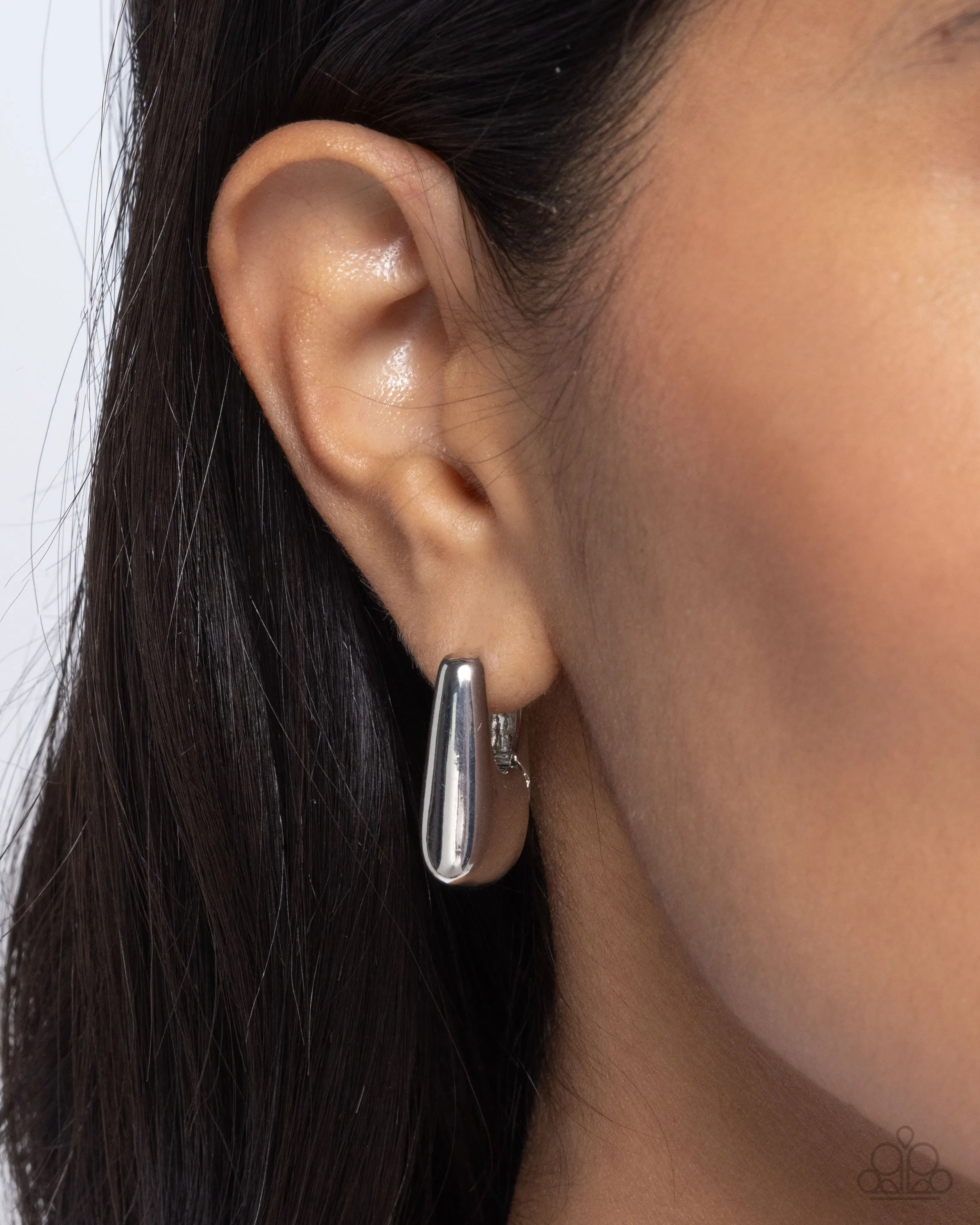 Square Symmetry - Silver Hoop Earring