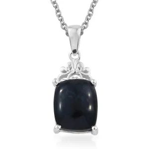 Sterling Silver 4.4 ct Australian VIVIANITE Cabochon Pendant with Magnetic Stainless 20" Chain