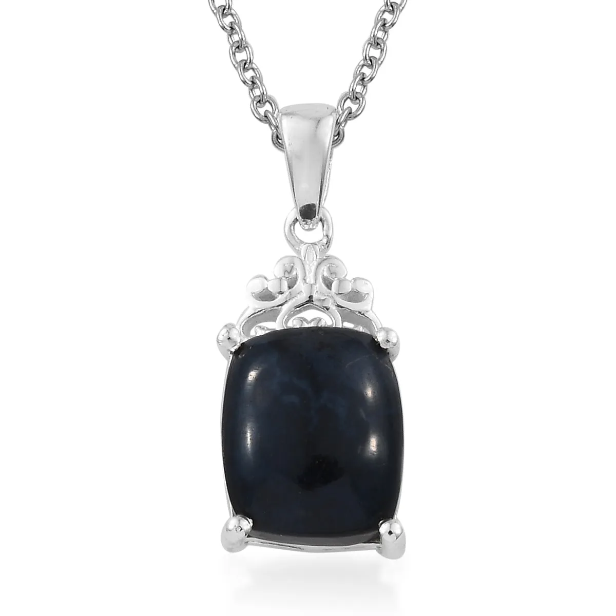 Sterling Silver 4.4 ct Australian VIVIANITE Cabochon Pendant with Magnetic Stainless 20" Chain