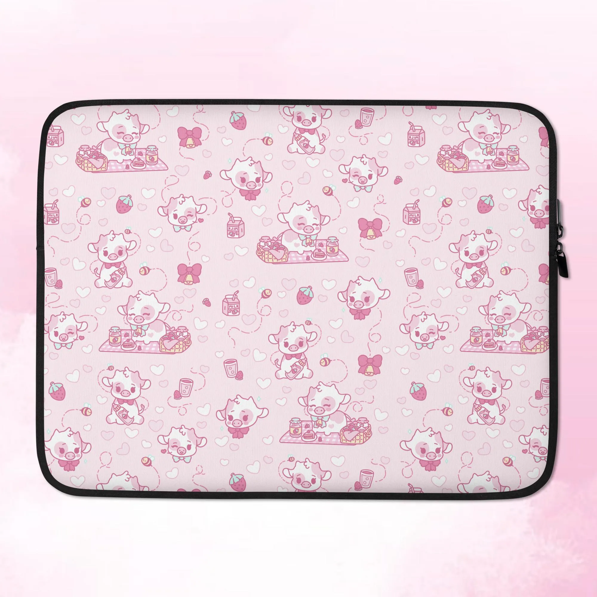 Strawberry Cow Pattern Laptop Sleeve