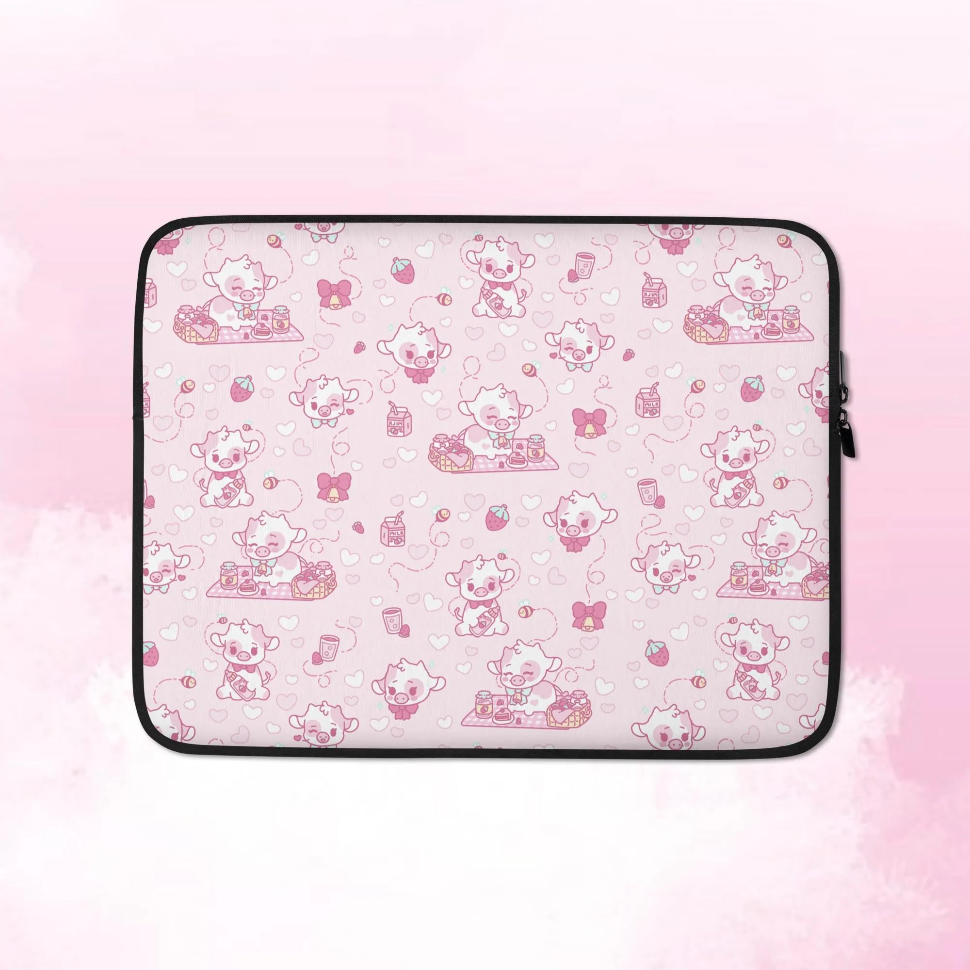Strawberry Cow Pattern Laptop Sleeve