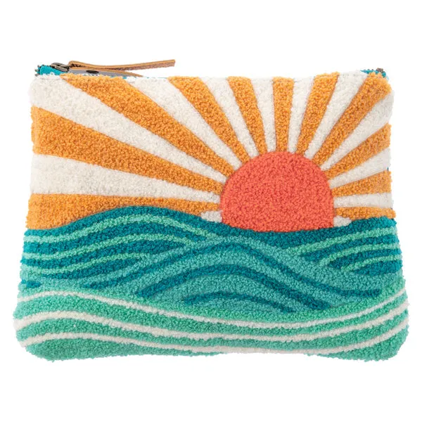 Sun Embroidered Zipper Pouch
