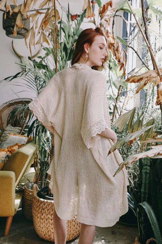 Sunshine Lace Trim Kimono - 2 colors