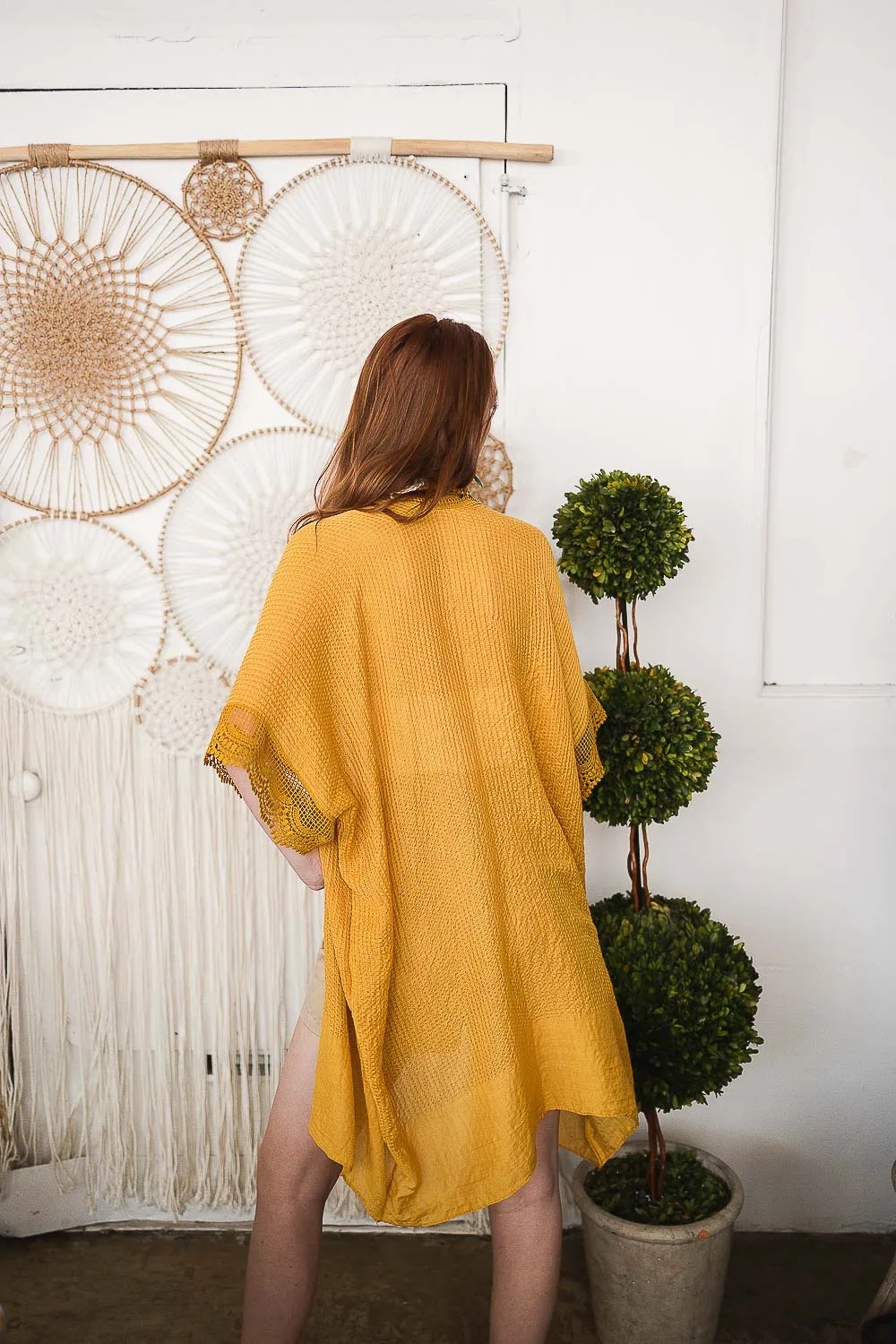 Sunshine Lace Trim Kimono - 2 colors