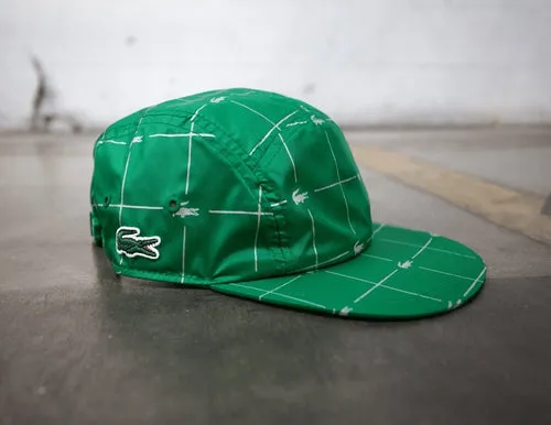 Supreme x Lacoste Reflective Grid Nylon Camp Cap Black/Green (SS18H4) One Size