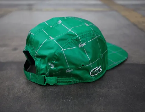 Supreme x Lacoste Reflective Grid Nylon Camp Cap Black/Green (SS18H4) One Size