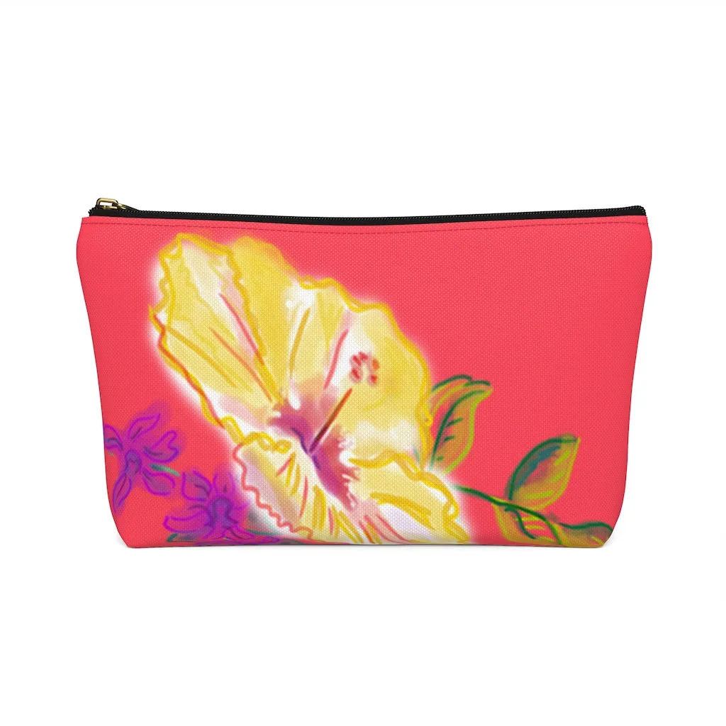 T-Bottom Accessory Bag:  Electric Yellow Hibiscus - Lipstick