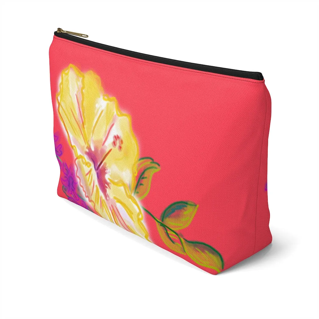 T-Bottom Accessory Bag:  Electric Yellow Hibiscus - Lipstick
